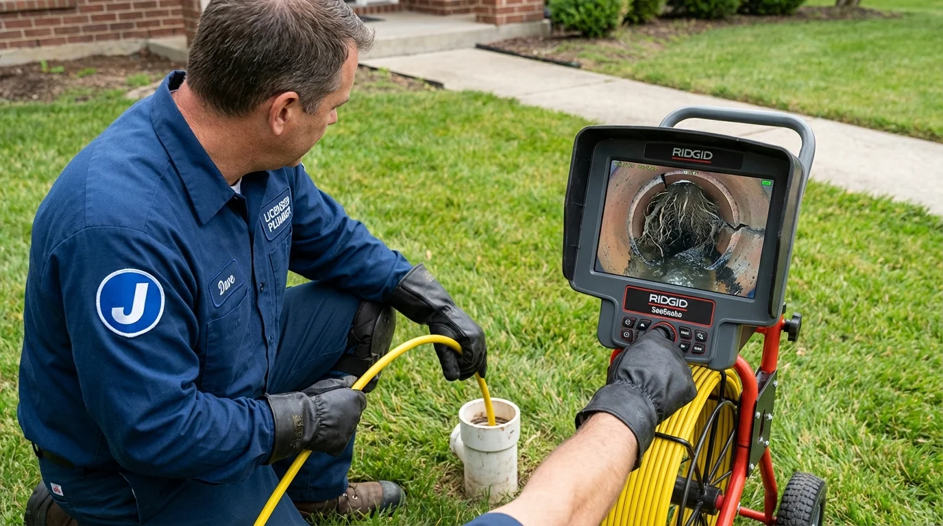 Sewer camera inspection being performed by Johns Plumbing LLC in Shenandoah